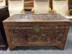 A carved camphor wood box
