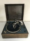 An early twentieth century pine cased gramophone