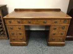 A Victorian mahogany pedestal desk,