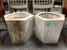 A pair of hexagonal garden planters
