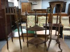 A mahogany plant stand,