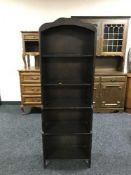 A set of oak open book shelves