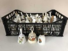 Two baskets of assorted of china bells - Masons etc