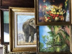 Five framed pictures including Steven Gayford limited edition print - Big Ivory,