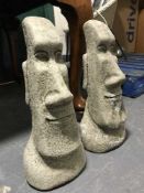 Two Easter Island garden heads