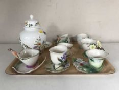 A tray of twelve pieces of Franz tea china together with an Aynsley lidded vase and dish