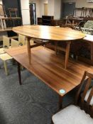A Gudme contemporary oval coffee table and a similar drop end dining table
