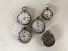 Four silver pocket watches,
