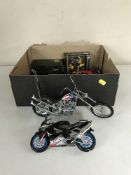 A Franklin Mint Easy Rider Chopper and a collection of assorted model motor bikes