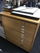 A beech twelve drawer plan chest