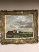 Alfred Joseph Auguste Van Neste (Belgian 1874-1969) : An open landscape with whitewashed farm