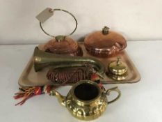 A tray of Wafax copper hot water bottle,