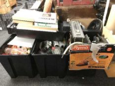 A large quantity of photographic equipment including trays, fluid, paper,