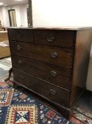 A Georgian mahogany chest of five drawers