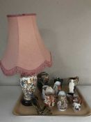 A tray of early twentieth century and later Oriental jugs, Japanese vase,