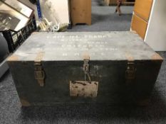 A wooden ammunition crate