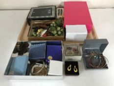 A collection of costume jewellery and trinket boxes