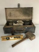 Two wooden joiner's tool boxes and tools