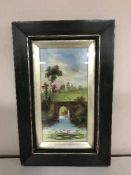 A hand painted panel - bridge over river