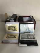 A box of seven albums of postcards - transport, cars,