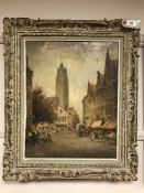 Alfred Joseph Auguste Van Neste (Belgian 1874-1969) : Rue des Pierres, Bruges, oil on panel, signed,