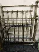 An antique brass 3' bed frame and a metal 2'6 bed frame
