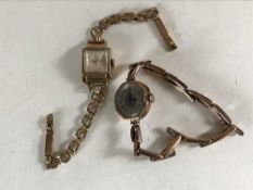 A lady's 9ct gold Record wristwatch on 9ct gold bracelet (14.