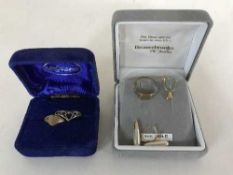 A 14ct gold signet ring, a 9ct gold signet ring,