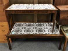 Two rosewood tiled topped dining tables