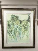 A limited edition colour print - Equine dance, signed in pencil.