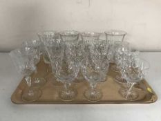 A tray of assorted lead crystal drinking glasses
