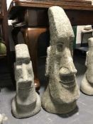 Two Easter Island garden heads