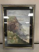 A framed watercolour - Whitby by Edith Rawnsley.