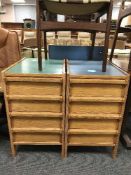 A pine twin pedestal desk