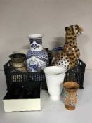 A box of assorted china and glass - Denby,