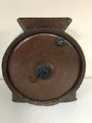 A vintage wooden churn