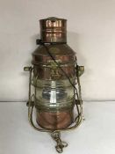 A copper and brass ship's lamp (converted) by Bocock George and Harvie of Birmingham