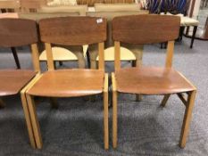 Eight stacking interconnecting school chairs