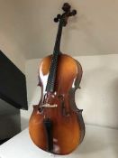 An Artia Excelsior 3/4 size cello, with bow, with carry case.