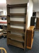 A large set of pine open bookshelves