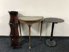 A walnut d-shaped table,