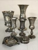 Five silver trophy cups,