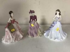Two Coalport Lady's of Fashion figures and an Age of Elegance figure