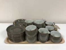 A tray of twenty two pieces of Denby tea china