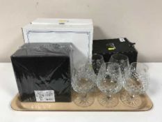 A tray of six Canterbury crystal wine glasses,