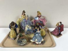 A tray of eight Walt Disney Showcase Collection figures