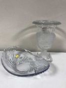 A frosted and pressed glass decorative vase and a similar glass bowl (2)