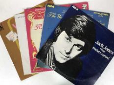 A box of LP records,