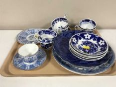 A collection of 19th century English blue and white china in the Oriental style