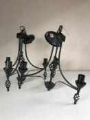 Three decorative metal light fittings